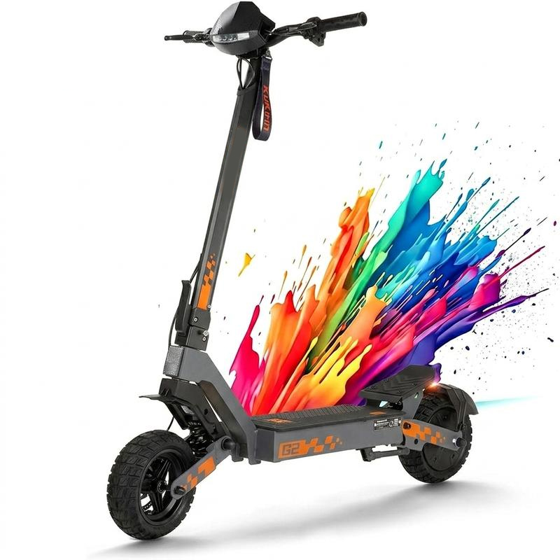 Patinete eléctrico plegable para adultos (modelo 2026), con una autonomía excepcional de 55 kilómetros, equipado con una batería de alta capacidad de 48 V y 15,6 Ah, sistema de doble suspensión, frenos de disco dobles, pantalla táctil y luces LED.