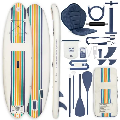 Esta tabla de paddle surf incluye todo el equipamiento, tiene un diseño hinchable y es apta para principiantes y familias: una tabla de paddle surf con accesorios de primera calidad.