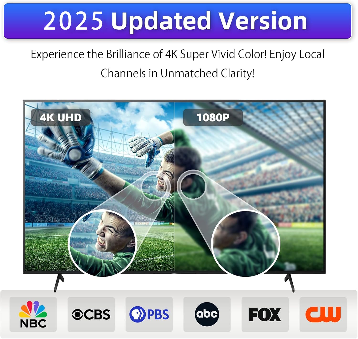 Digital TV Antenna for Smart TV Indoor,2026 TV Antenna with 3M Stick Base, 360&deg;&Long Range Reception 4K HDTV Antenna for Local Channels, Easy Installation Antennas for 1080P TVs Without Cable antenna  fortv