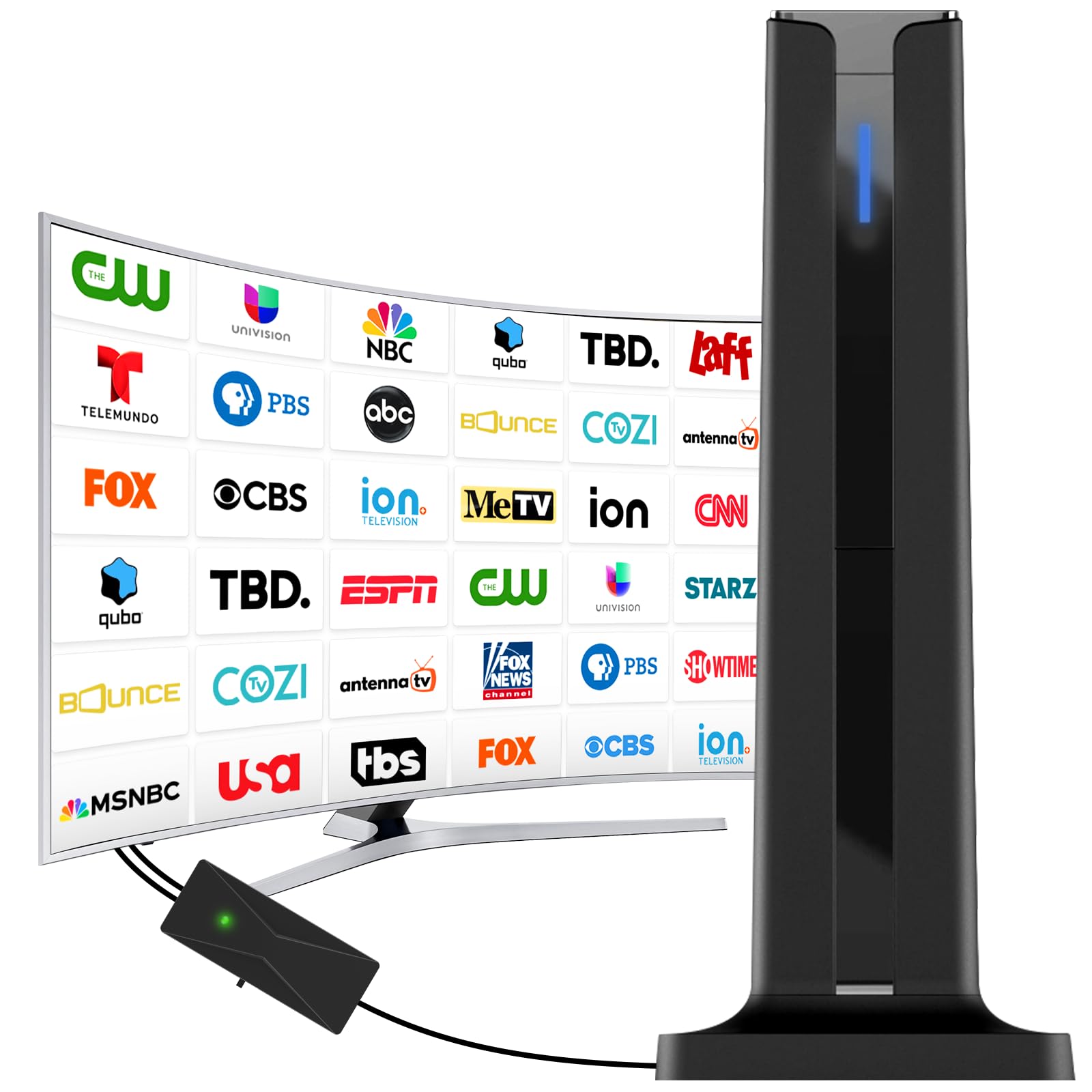 Digital TV Antenna for Smart TV Indoor,2026 TV Antenna with 3M Stick Base, 360&deg;&Long Range Reception 4K HDTV Antenna for Local Channels, Easy Installation Antennas for 1080P TVs Without Cable antenna  fortv