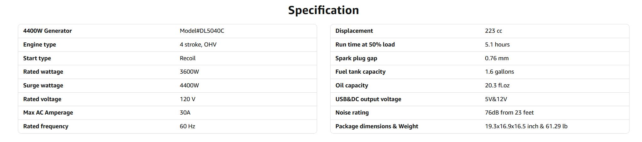 PowerSmart 4300-4500 Watt Portable Inverter Generator,Gas Powered,CO-Sensor,Hurricane season,Lightweight and Emergency Backup, Camping,EPA Compliant(DB5041/DB5041C/DL5040/DL5040C)Heavy Duty Motor