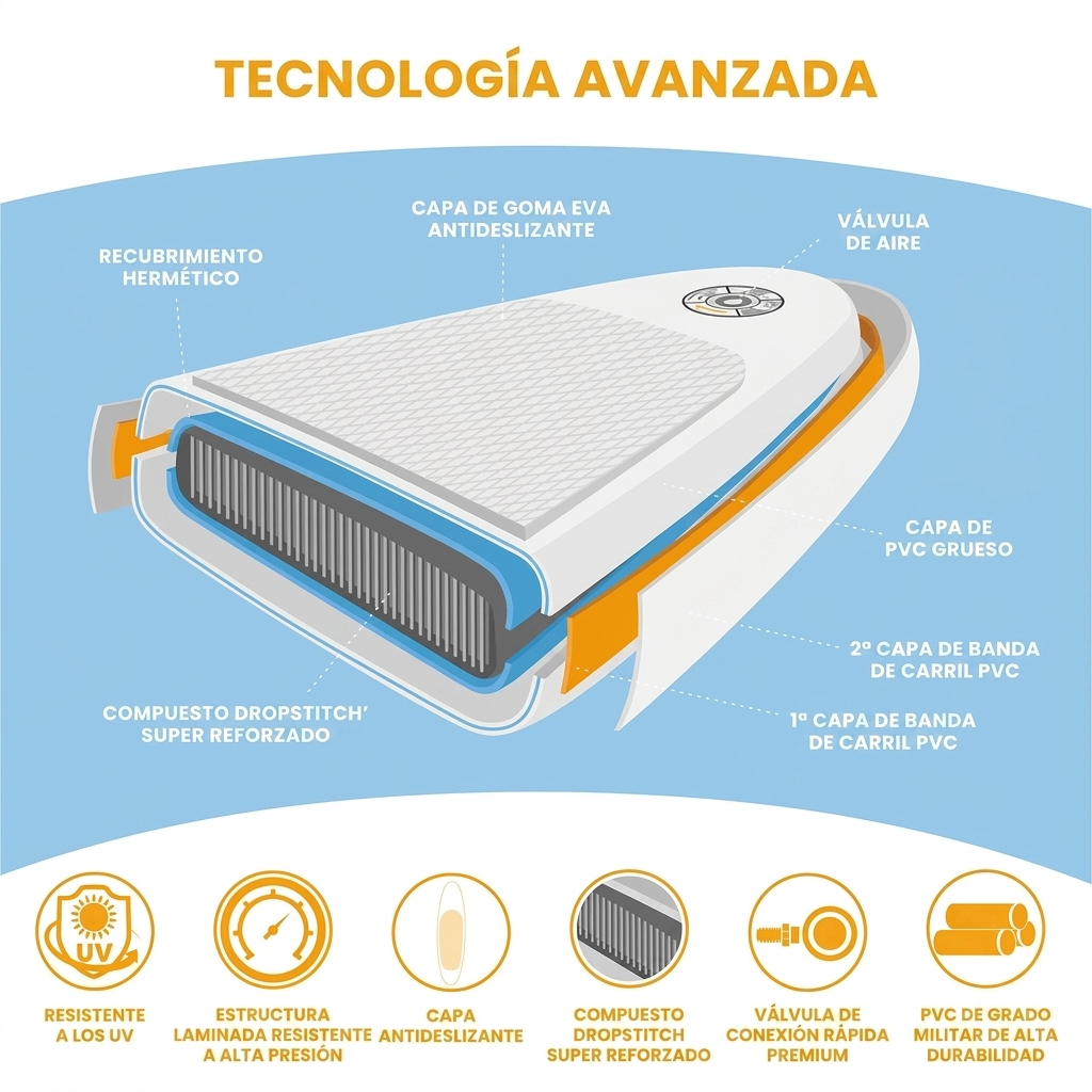 Esta tabla de paddle surf incluye todo el equipamiento, tiene un diseño hinchable y es apta para principiantes y familias: una tabla de paddle surf con accesorios de primera calidad.