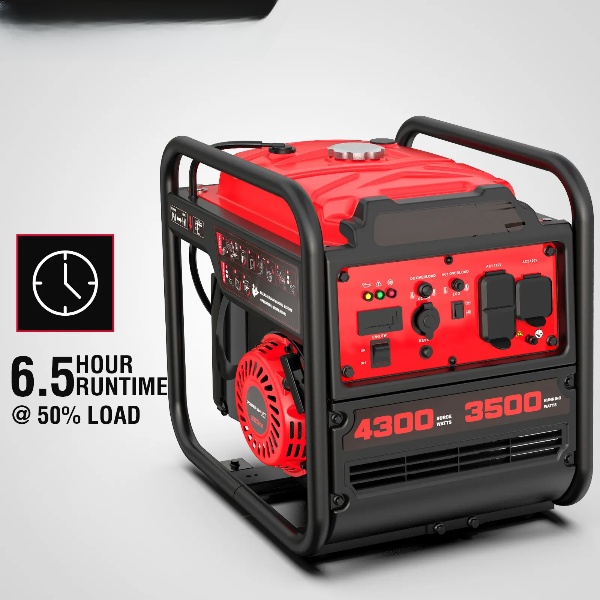 Generador inversor portátil de 4300-4500 vatios, alimentado por gasolina, equipado con un sensor de monóxido de carbono, conforme a la normativa EPA.