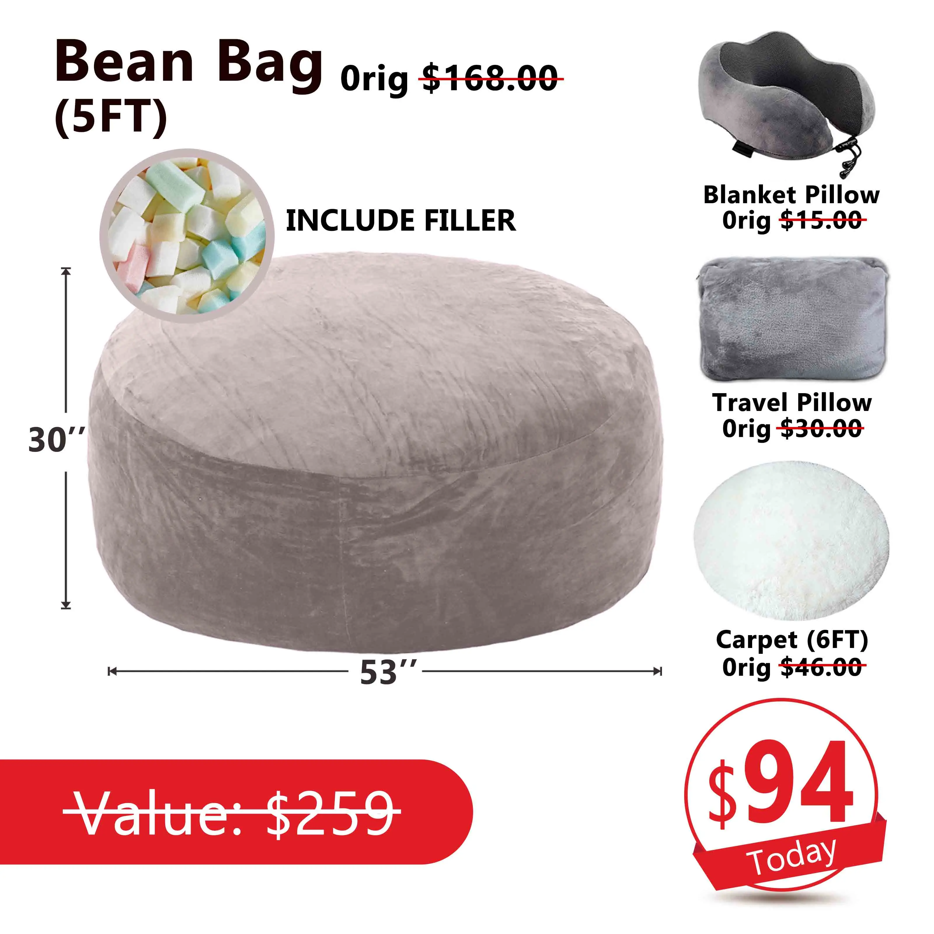 Sofá tipo puf (con relleno incluido): 1,5 m / 2,1 m (incluye 3 regalos gratis)