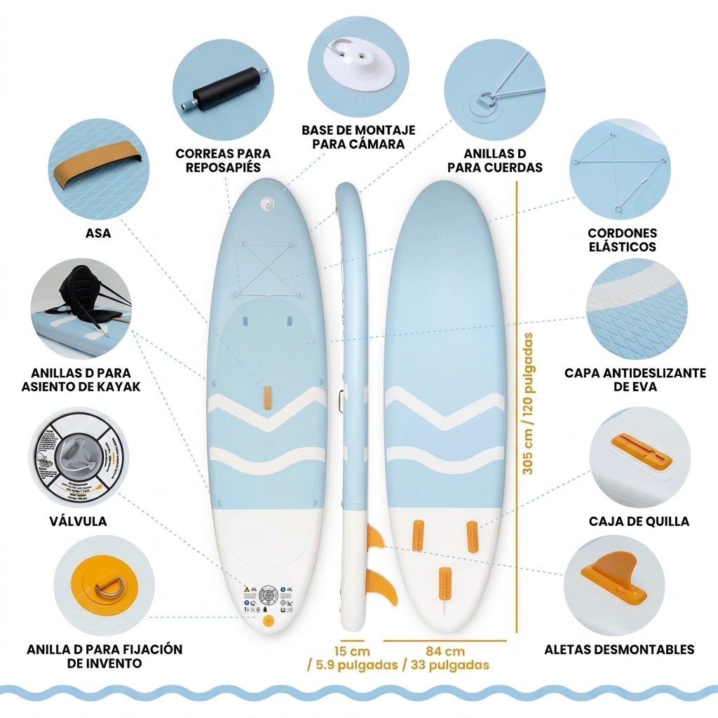 Esta tabla de paddle surf incluye todo el equipamiento, tiene un diseño hinchable y es apta para principiantes y familias: una tabla de paddle surf con accesorios de primera calidad.