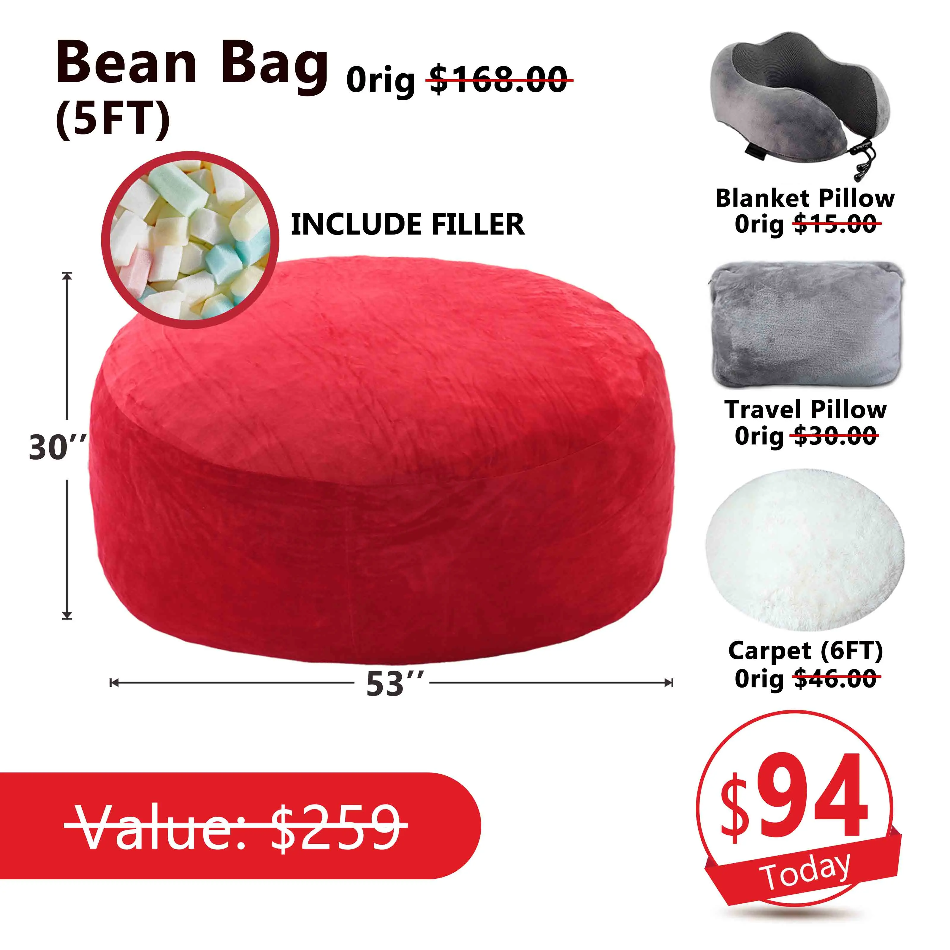Sofá tipo puf (con relleno incluido): 1,5 m / 2,1 m (incluye 3 regalos gratis)