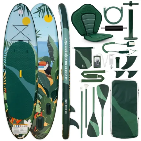 Esta tabla de paddle surf incluye todo el equipamiento, tiene un diseño hinchable y es apta para principiantes y familias: una tabla de paddle surf con accesorios de primera calidad.