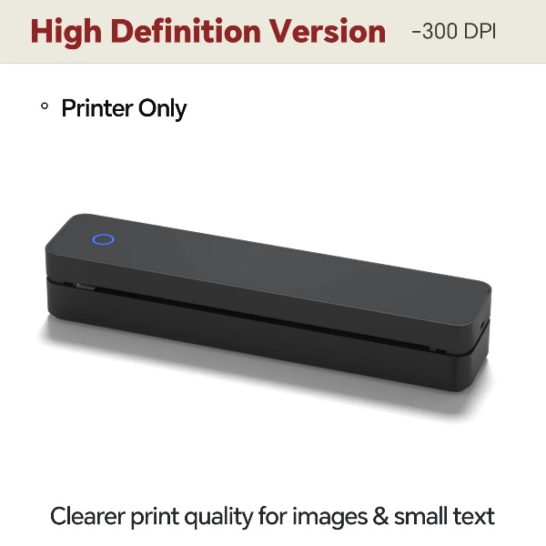 Impresora térmica inalámbrica portátil: admite papel tamaño carta estadounidense de 8,5" x 11" y papel térmico A4; impresora de documentos Bluetooth sin tinta.