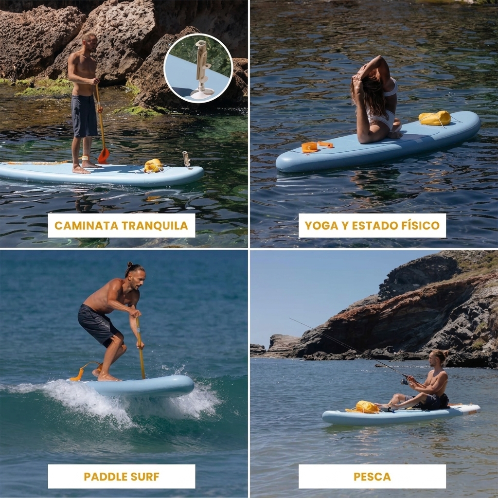 Esta tabla de paddle surf incluye todo el equipamiento, tiene un diseño hinchable y es apta para principiantes y familias: una tabla de paddle surf con accesorios de primera calidad.