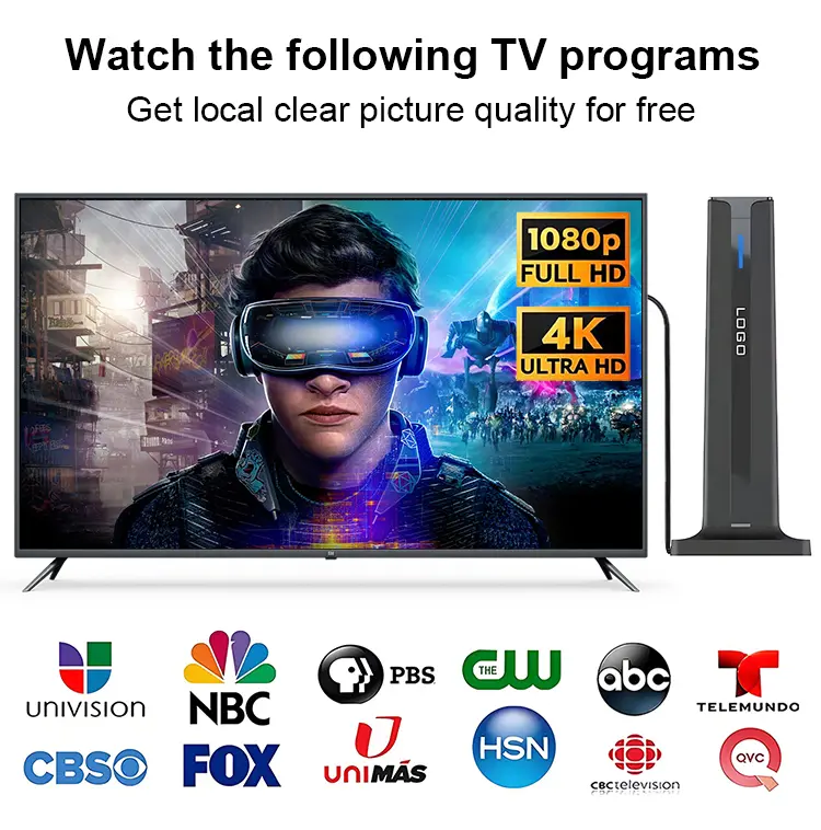 Antena de TV modelo 2026 con base adhesiva 3M, recepción omnidireccional de 360°, recepción a larga distancia de canales de TV locales en 4K HD, fácil instalación, recibe señales de TV 1080P sin necesidad de televisión por cable.