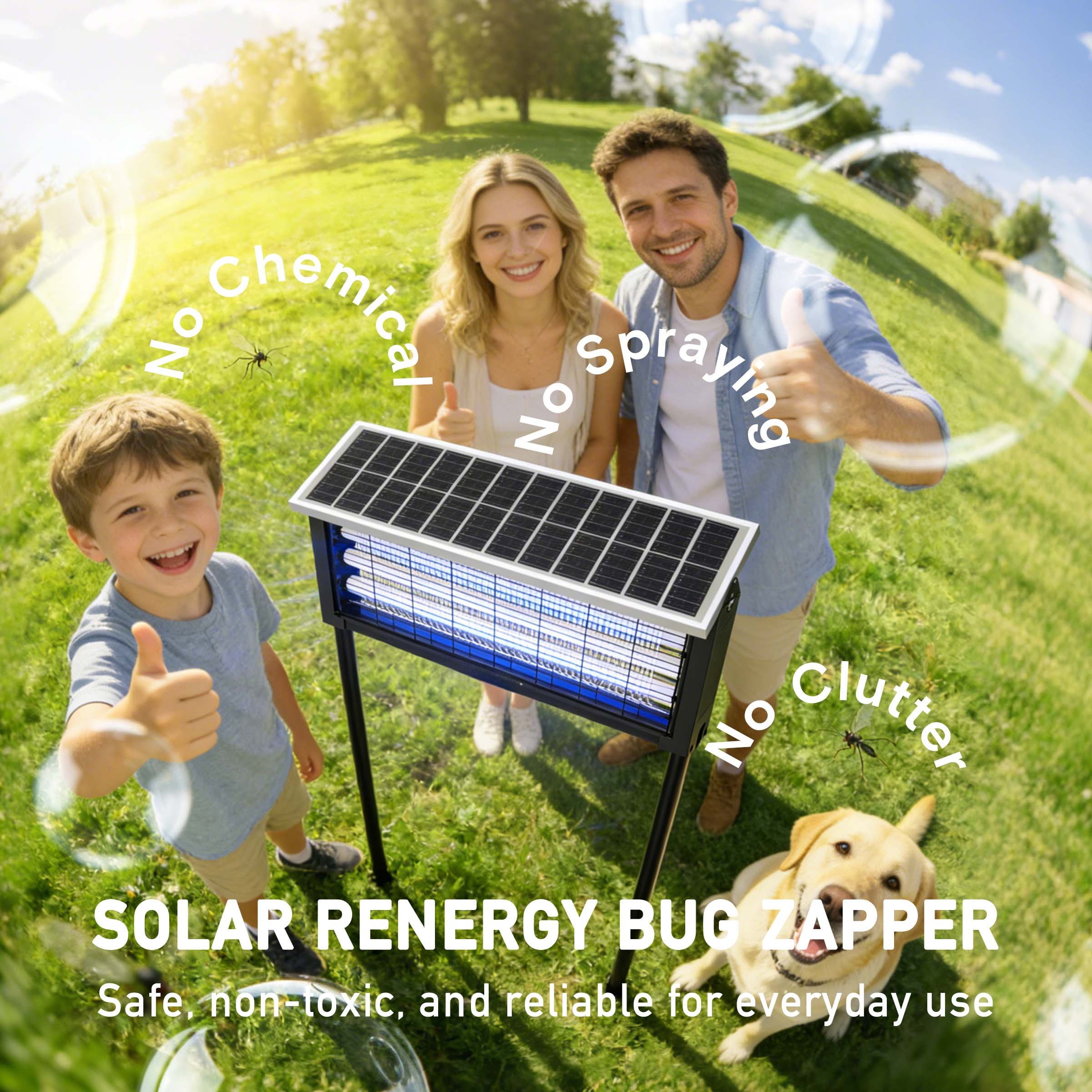 🎁 Oferta por tiempo limitado 💨Exterminador de insectos LED para exteriores con energía solar – Diseño de tres tubos de 3500 V, interruptor automático sensible a la luz, luz ultravioleta UV-C que atrae y mata mosquitos.