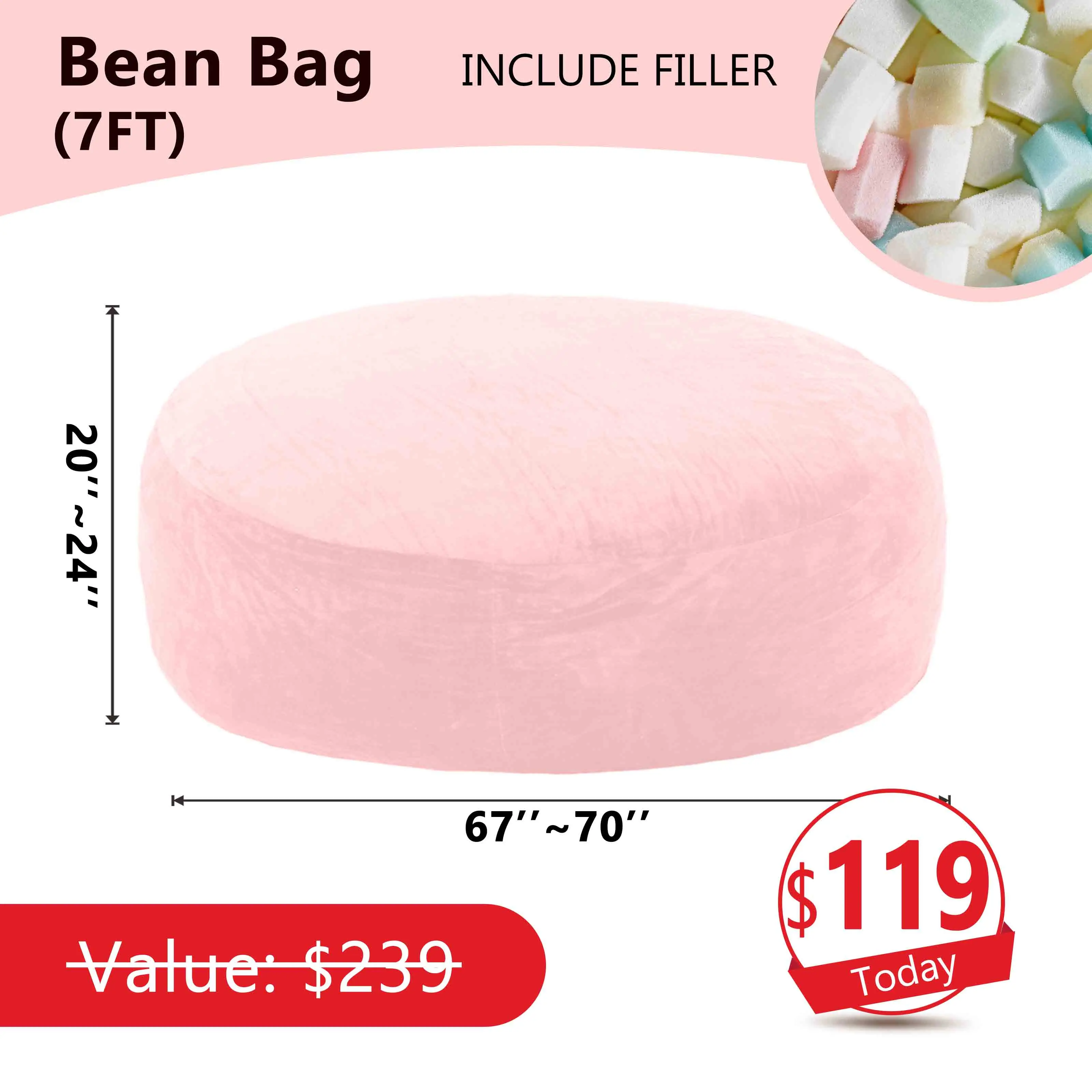 Sofá tipo puf (con relleno incluido): 1,5 m / 2,1 m (incluye 3 regalos gratis)