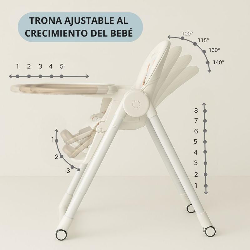 Trona Blanca Evolutiva 3 en 1 | Plegable y Portátil con Altura | Reposapiés | Respaldo y Bandeja todo Ajustables | 8 Niveles de Regulación y Sistema de Protección | Varios Modelos | Hasta 6 Años | Entrega en 48-72h