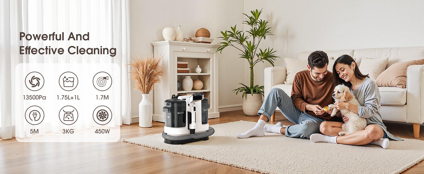 Fabric Cleaning Machine - Home Deep Cleaning Sofa Carpet Multi-Surface Vacuum Cleaner with Water Tank & Attachments