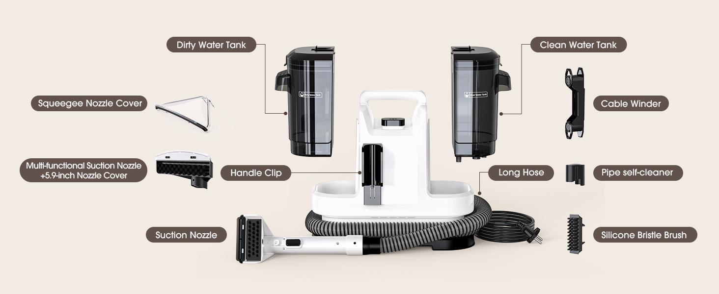 Fabric Cleaning Machine - Home Deep Cleaning Sofa Carpet Multi-Surface Vacuum Cleaner with Water Tank & Attachments