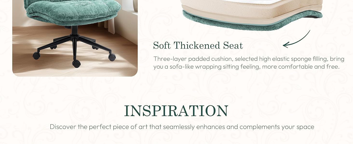 [DealsForYouDays] Extra Large Criss Cross Chair, Oversized Chair with Wheels, Dual-Layer Thickened Cushion, Premium Fabric Morden Home Vanity Chair Wide Seat,dorm essentials,home decor