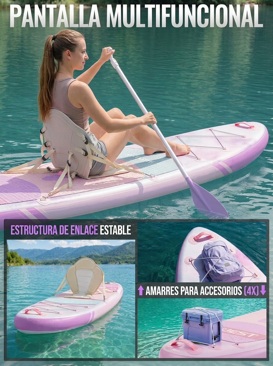 Tabla de paddle surf con todo el equipo incluido, tabla inflable para principiantes y familias, 323 x 83 x 15 cm, tabla SUP estable, capacidad de carga hasta 200 kg, cubierta de EVA antideslizante para adultos