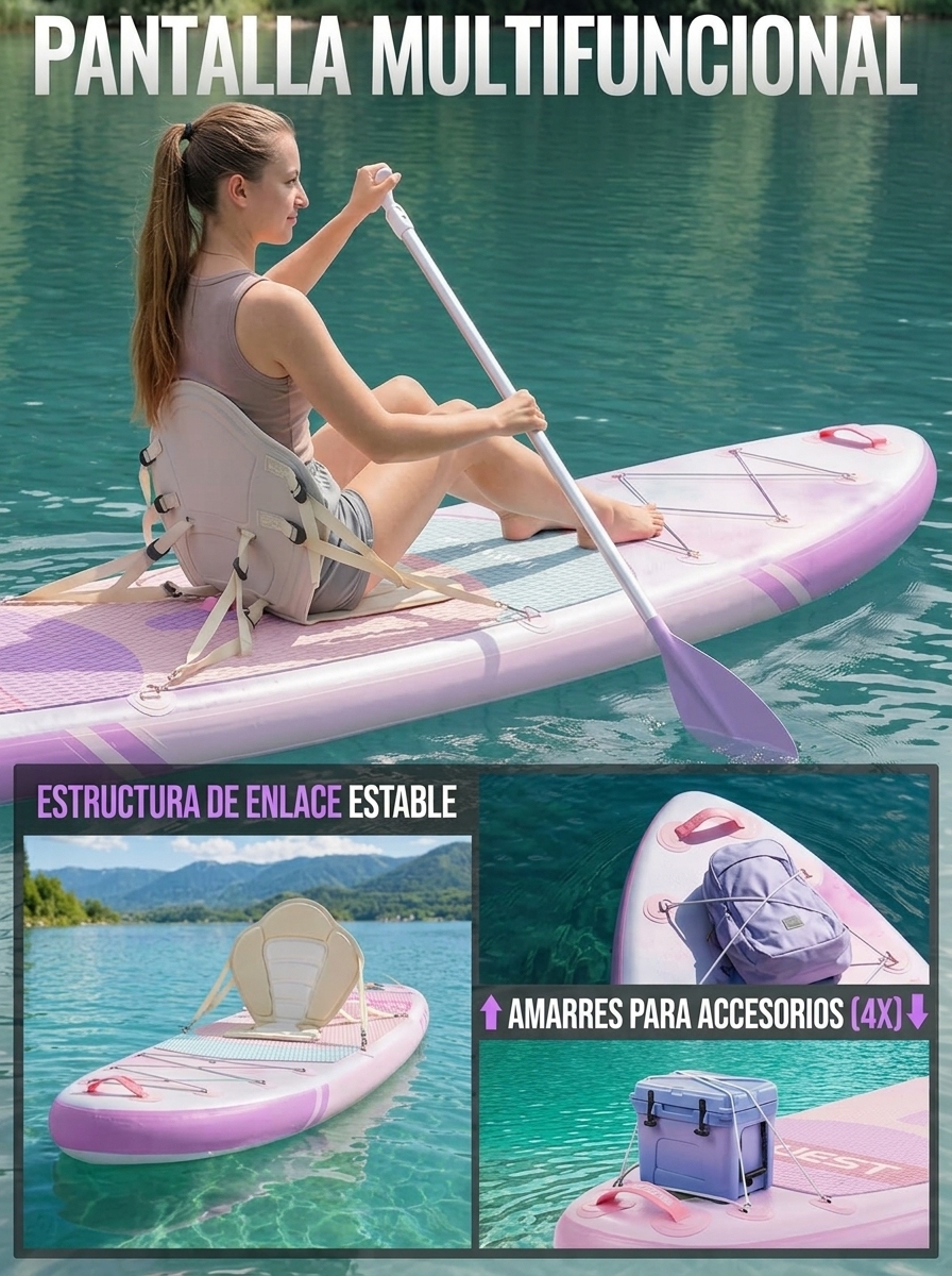Tabla de paddle surf con todo el equipo incluido, tabla inflable para principiantes y familias, 323 x 83 x 15 cm, tabla SUP estable, capacidad de carga hasta 200 kg, cubierta de EVA antideslizante para adultos