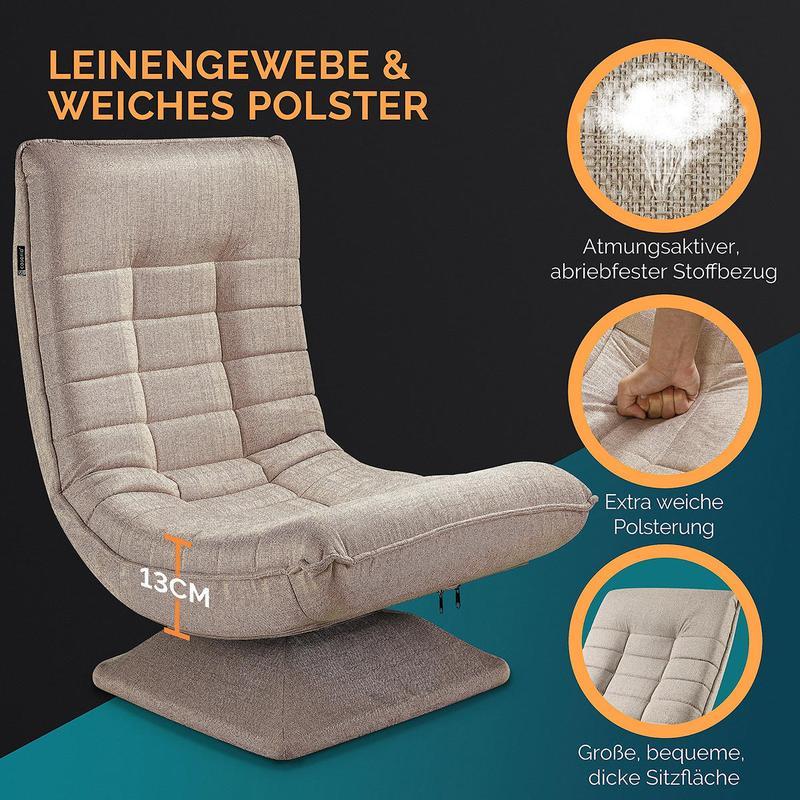 Silla lunar con función de giro de 360° y ajuste de 5 posiciones, silla plegable que ahorra espacio para salones pequeños & entrenamiento del core de 360° para veladas acogedoras & días fríos