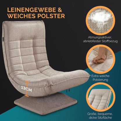 Silla lunar con función de giro de 360° y ajuste de 5 posiciones, silla plegable que ahorra espacio para salones pequeños & entrenamiento del core de 360° para veladas acogedoras & días fríos