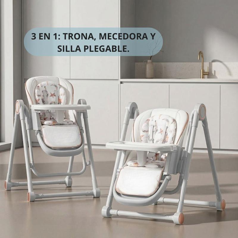 Trona Blanca Evolutiva 3 en 1 | Plegable y Portátil con Altura | Reposapiés | Respaldo y Bandeja todo Ajustables | 8 Niveles de Regulación y Sistema de Protección | Varios Modelos | Hasta 6 Años | Entrega en 48-72h