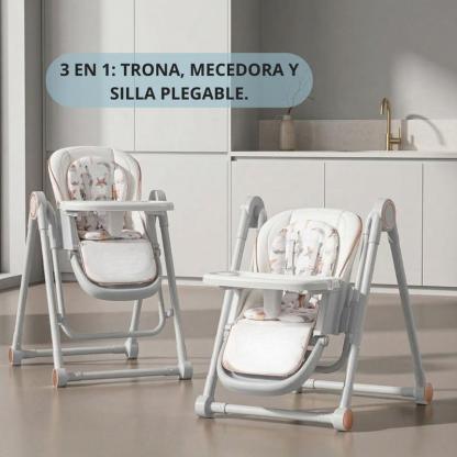 Trona Blanca Evolutiva 3 en 1 | Plegable y Portátil con Altura | Reposapiés | Respaldo y Bandeja todo Ajustables | 8 Niveles de Regulación y Sistema de Protección | Varios Modelos | Hasta 6 Años | Entrega en 48-72h