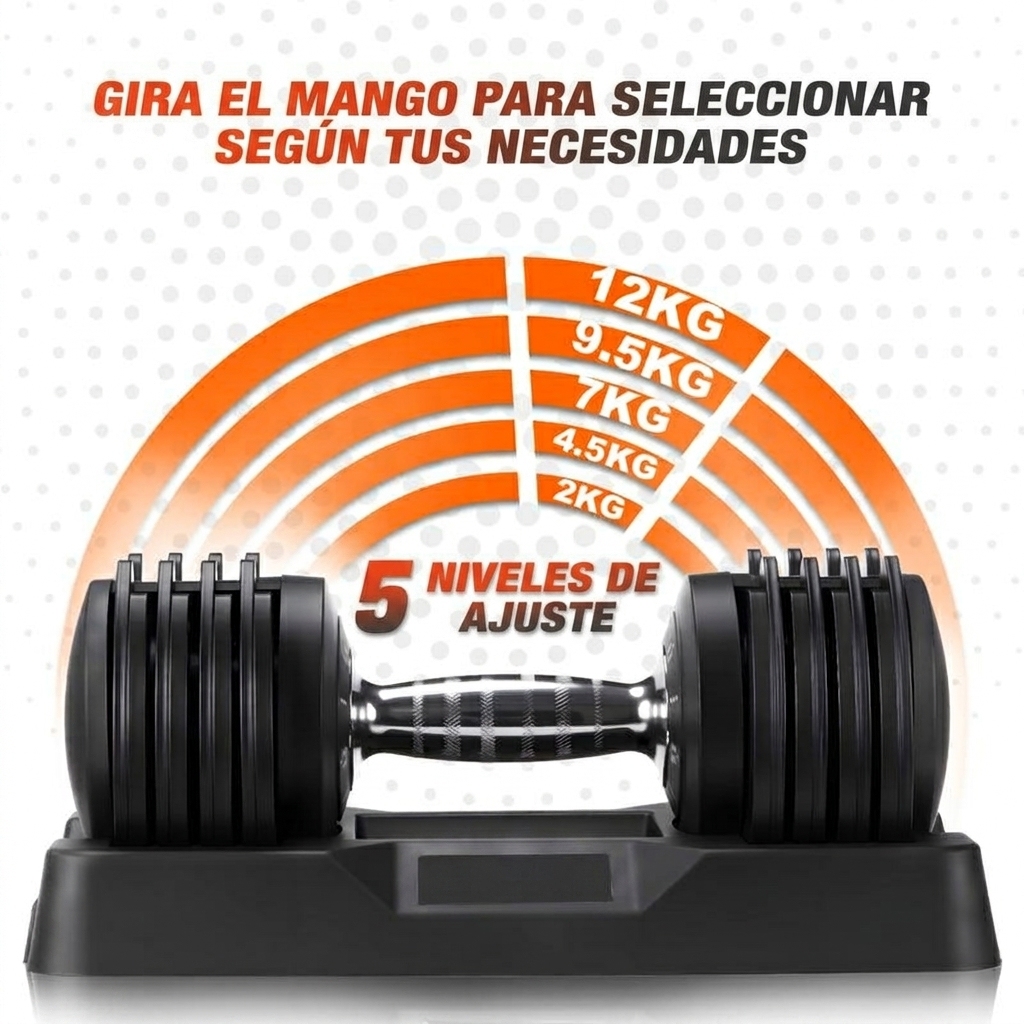  Mancuernas ajustables 5 en 1 con ajuste rápido de una mano y cierre rápido, pesos libres con mango antideslizante, revestimiento premium de TPU para gimnasio en casa y entrenamiento completo
