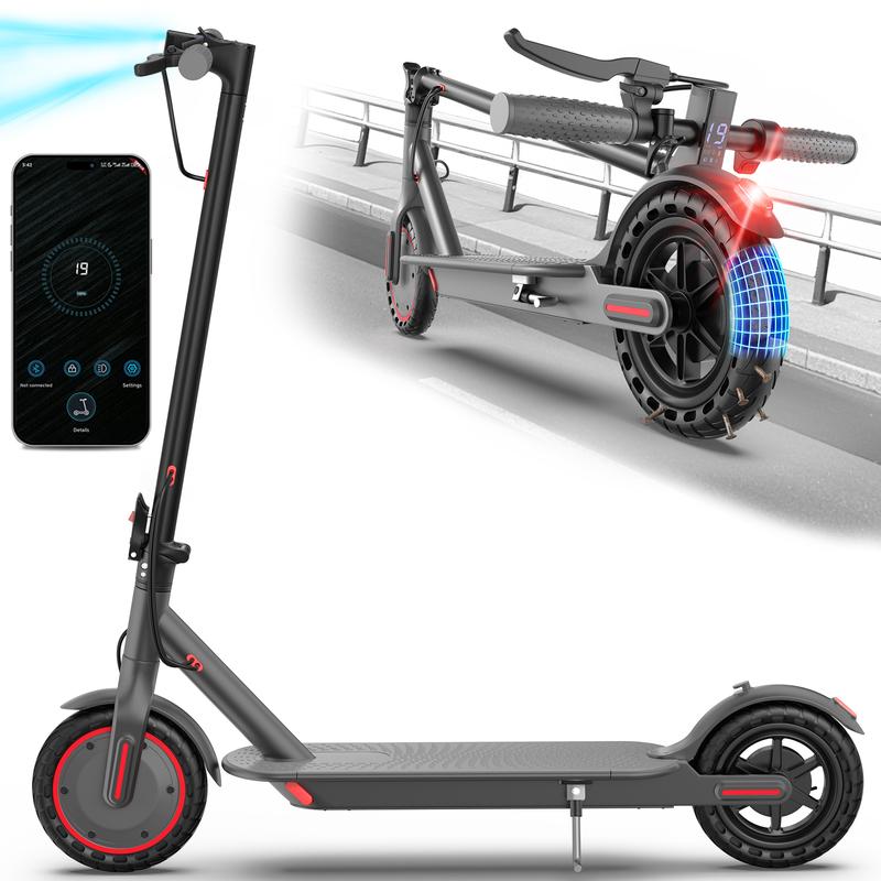 Patinete eléctrico: equipado con un motor de 350 W, una velocidad máxima de 25 km/h, una autonomía de 25 km, neumáticos macizos de nido de abeja de 8,5 pulgadas, un sistema de doble frenado y control mediante aplicación inteligente; diseño de cuadro de al