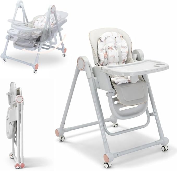 Trona Blanca Evolutiva 3 en 1 | Plegable y Portátil con Altura | Reposapiés | Respaldo y Bandeja todo Ajustables | 8 Niveles de Regulación y Sistema de Protección | Varios Modelos | Hasta 6 Años | Entrega en 48-72h