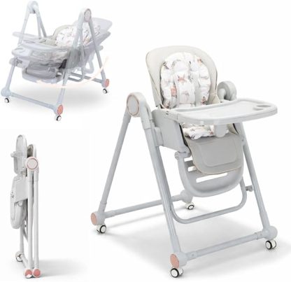 Trona Blanca Evolutiva 3 en 1 | Plegable y Portátil con Altura | Reposapiés | Respaldo y Bandeja todo Ajustables | 8 Niveles de Regulación y Sistema de Protección | Varios Modelos | Hasta 6 Años | Entrega en 48-72h