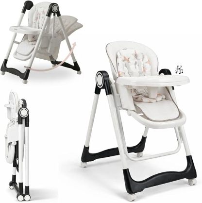 Trona Blanca Evolutiva 3 en 1 | Plegable y Portátil con Altura | Reposapiés | Respaldo y Bandeja todo Ajustables | 8 Niveles de Regulación y Sistema de Protección | Varios Modelos | Hasta 6 Años | Entrega en 48-72h