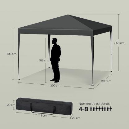 Carpa plegable instantánea de 3x3 m, impermeable, con protección UPF 50+, con 3 alturas ajustables, resistente al viento, portátil, ideal para camping, playa y picnic.