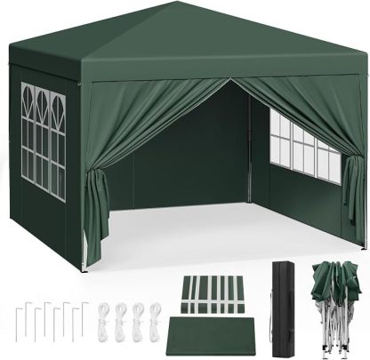 Carpa plegable instantánea de 3x3 m, impermeable, con protección UPF 50+, con 3 alturas ajustables, resistente al viento, portátil, ideal para camping, playa y picnic.
