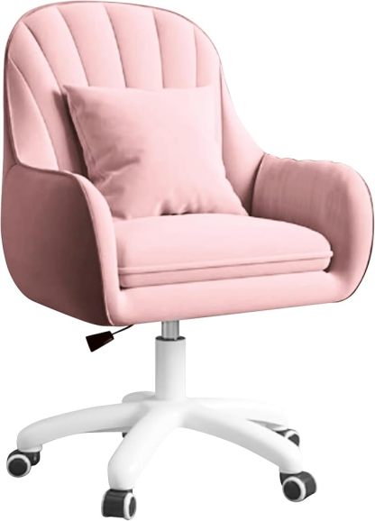Silla giratoria para oficina en casa, silla de trabajo acolchada de terciopelo con ajuste de al., tocador con ruedas y cojín, silla de acento moderna con respaldo medio para dormitorio y sala de lectura, beige
