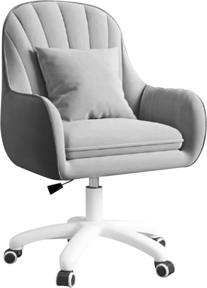 Silla giratoria para oficina en casa, silla de trabajo acolchada de terciopelo con ajuste de al., tocador con ruedas y cojín, silla de acento moderna con respaldo medio para dormitorio y sala de lectura, beige