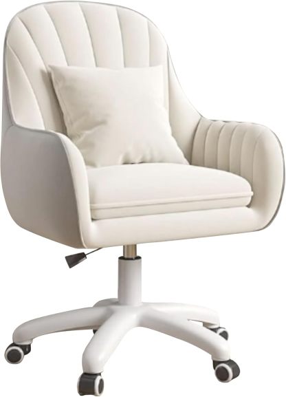 Silla giratoria para oficina en casa, silla de trabajo acolchada de terciopelo con ajuste de al., tocador con ruedas y cojín, silla de acento moderna con respaldo medio para dormitorio y sala de lectura, beige