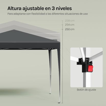 Carpa plegable instantánea de 3x3 m, impermeable, con protección UPF 50+, con 3 alturas ajustables, resistente al viento, portátil, ideal para camping, playa y picnic.