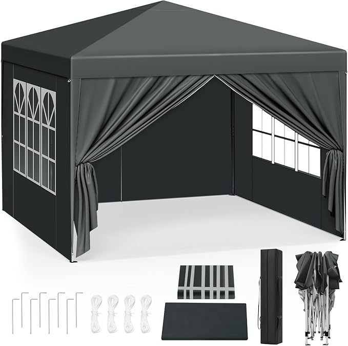 Carpa plegable instantánea de 3x3 m, impermeable, con protección UPF 50+, con 3 alturas ajustables, resistente al viento, portátil, ideal para camping, playa y picnic.