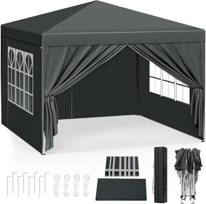 Carpa plegable instantánea de 3x3 m, impermeable, con protección UPF 50+, con 3 alturas ajustables, resistente al viento, portátil, ideal para camping, playa y picnic.