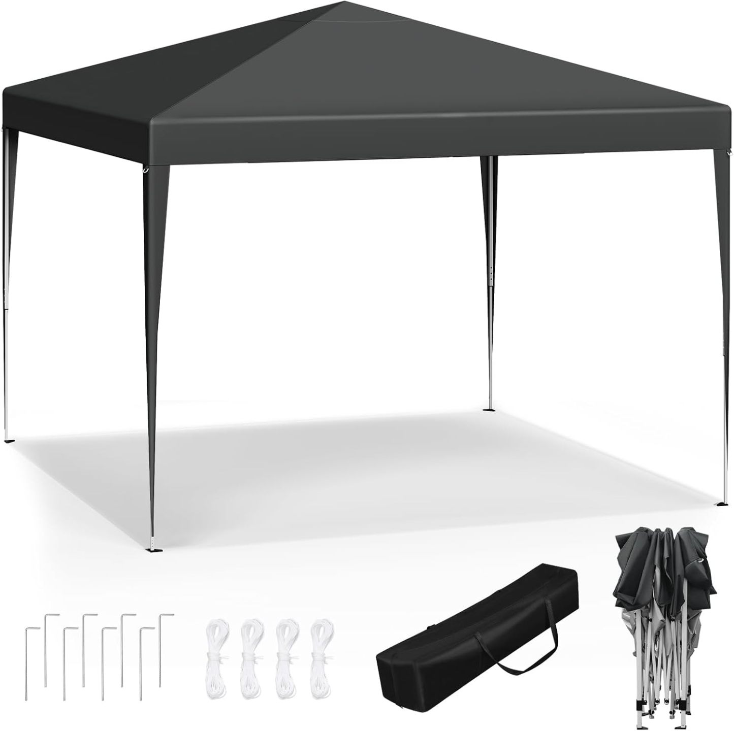Carpa plegable instantánea de 3x3 m, impermeable, con protección UPF 50+, con 3 alturas ajustables, resistente al viento, portátil, ideal para camping, playa y picnic.