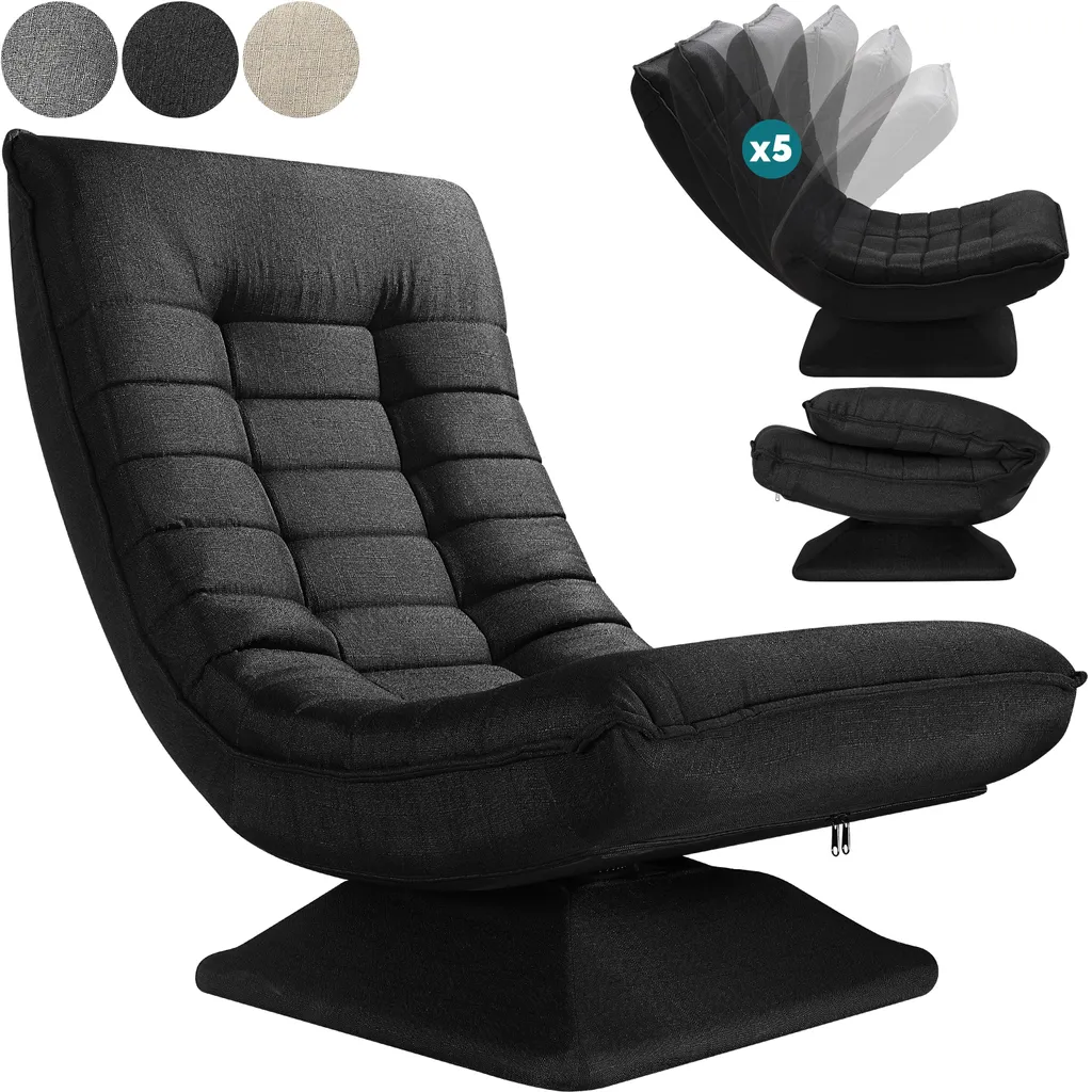 Silla lunar con función de giro de 360° y ajuste de 5 posiciones, silla plegable que ahorra espacio para salones pequeños & entrenamiento del core de 360° para veladas acogedoras & días fríos