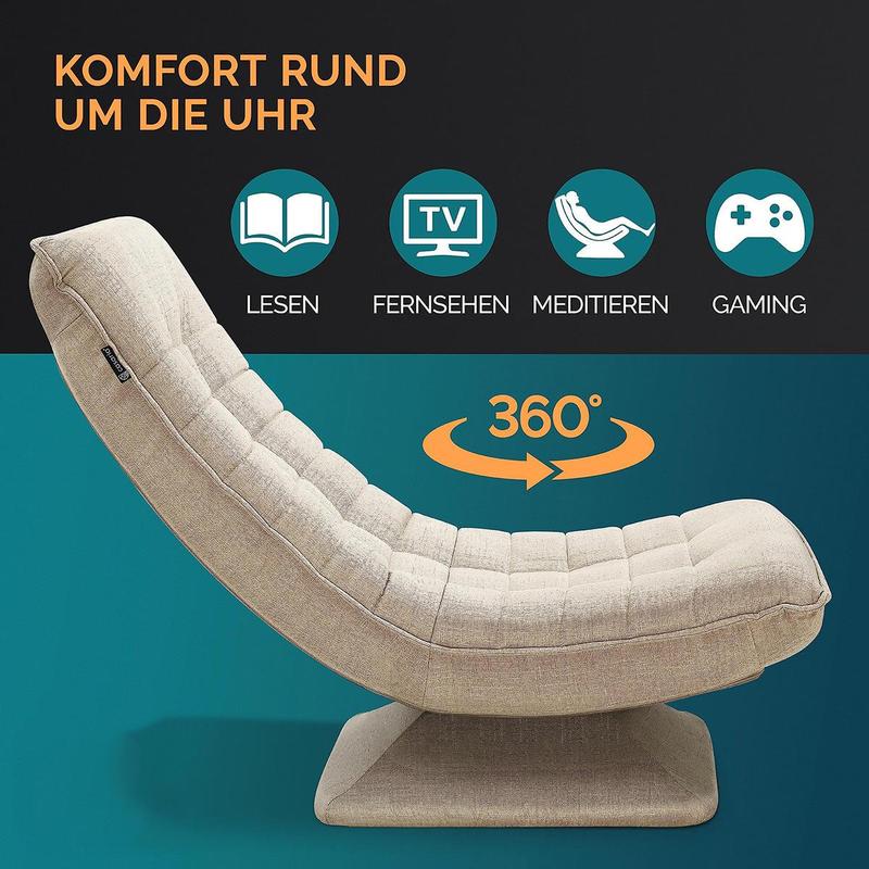 Silla lunar con función de giro de 360° y ajuste de 5 posiciones, silla plegable que ahorra espacio para salones pequeños & entrenamiento del core de 360° para veladas acogedoras & días fríos
