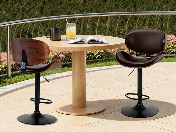 Bar Stools Set of 2 for Kitchen Counter, Adjustable Bentwood Barstools, Modern PU Leather Upholstered Bar Chair with Back and Footrest, for Bar, Kitchen, Dining Room Bar Stools Set of 2 for Kitchen Counter, Adjustable Bentwood Barstools, Modern PU Leather Upholstered Bar Chair with Back and Footrest, for Bar, Kitchen, Dining Room