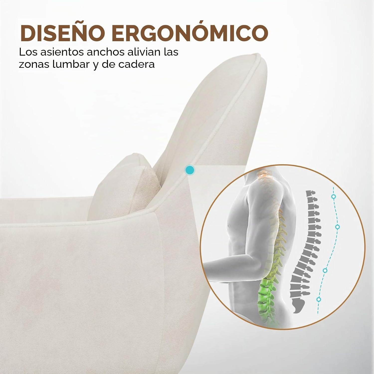 Silla giratoria para oficina en casa, silla de trabajo acolchada de terciopelo con ajuste de al., tocador con ruedas y cojín, silla de acento moderna con respaldo medio para dormitorio y sala de lectura, beige