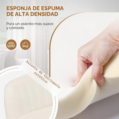 Silla giratoria para oficina en casa, silla de trabajo acolchada de terciopelo con ajuste de al., tocador con ruedas y cojín, silla de acento moderna con respaldo medio para dormitorio y sala de lectura, beige