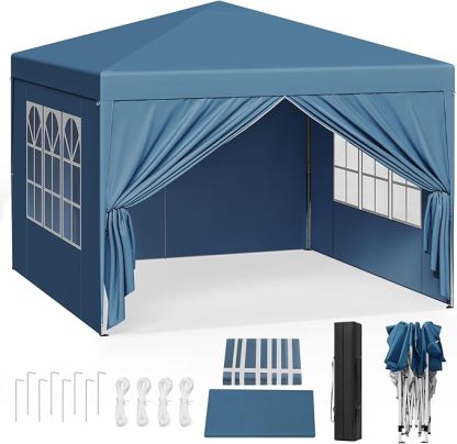 Carpa plegable instantánea de 3x3 m, impermeable, con protección UPF 50+, con 3 alturas ajustables, resistente al viento, portátil, ideal para camping, playa y picnic.