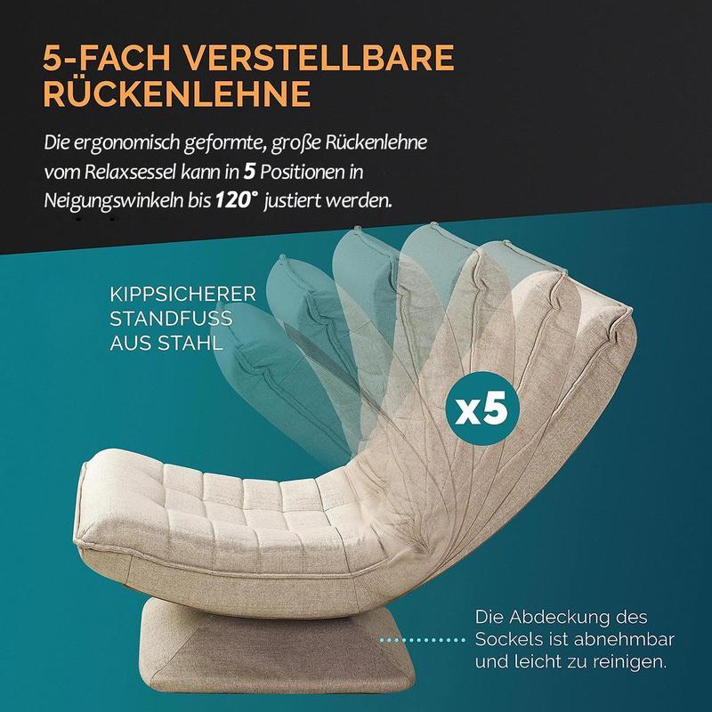 Silla lunar con función de giro de 360° y ajuste de 5 posiciones, silla plegable que ahorra espacio para salones pequeños & entrenamiento del core de 360° para veladas acogedoras & días fríos