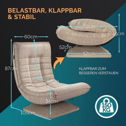 Silla lunar con función de giro de 360° y ajuste de 5 posiciones, silla plegable que ahorra espacio para salones pequeños & entrenamiento del core de 360° para veladas acogedoras & días fríos