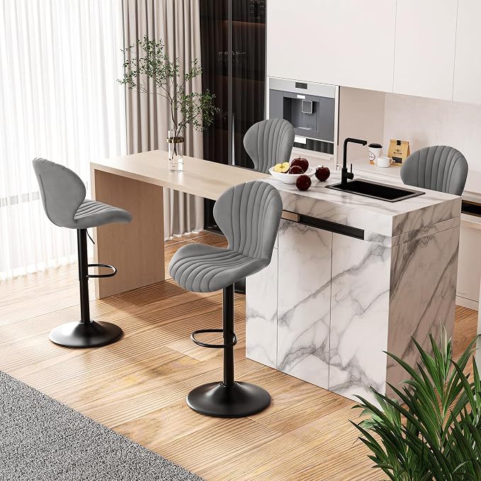 Set de 2 taburetes de bar modernos giratorios, con respaldo alto, montaje fácil en 3–5 minutos para barra, cocina y comedor, color beige