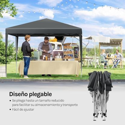 Carpa plegable instantánea de 3x3 m, impermeable, con protección UPF 50+, con 3 alturas ajustables, resistente al viento, portátil, ideal para camping, playa y picnic.